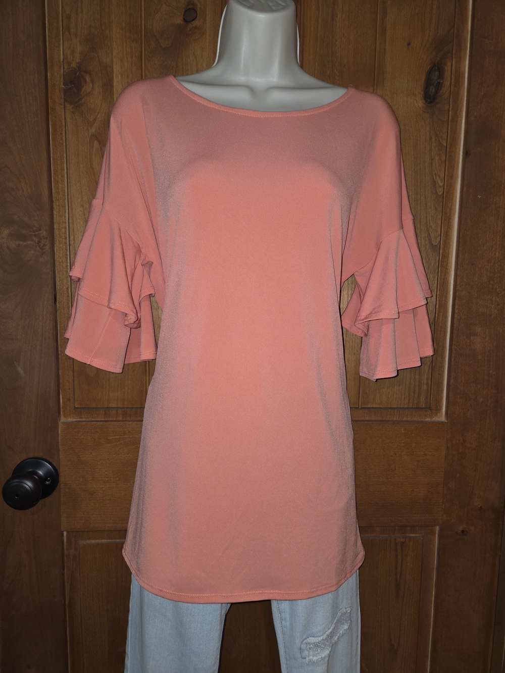 Zenana Outfitters Coral Ruffle Sleeve Tunic